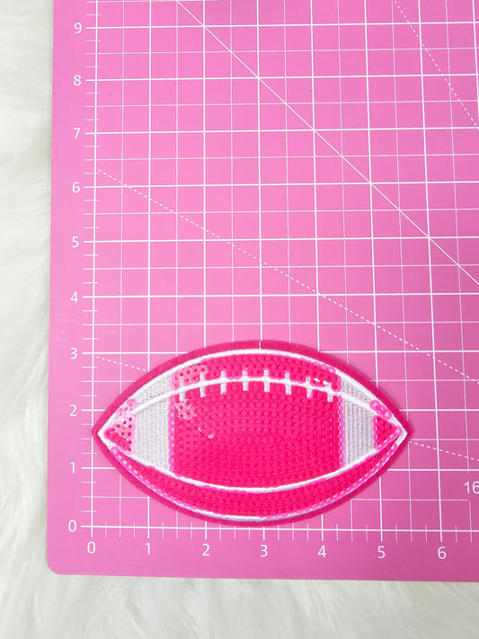 Sequin Football 3-1/2, Sports Ball, Embroidered, Iron on Patch
