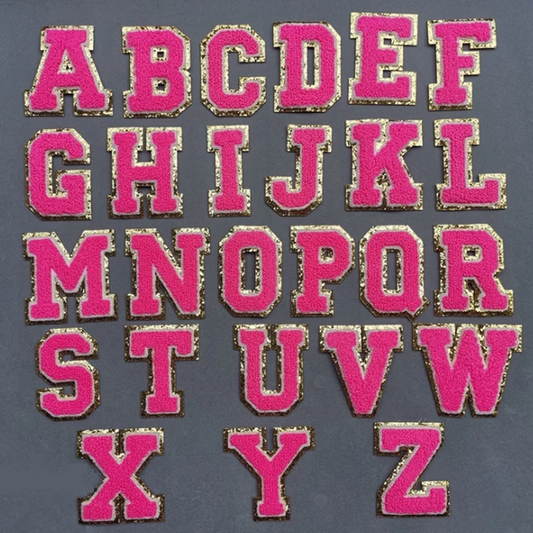 Red Chenille Iron On Blue Glitter Letter Patches – Scratch Decor