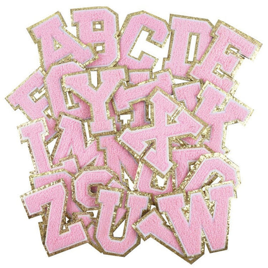 Mini Neon Pink Geometric Embossed Letter Patch & Chain Decor