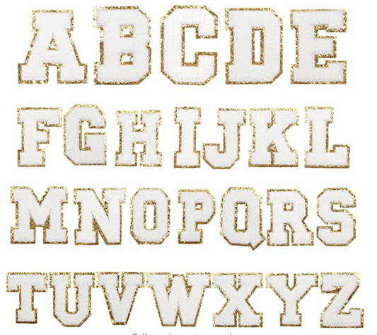 Red Chenille Iron On Gold Glitter Letter Patches – Scratch Decor