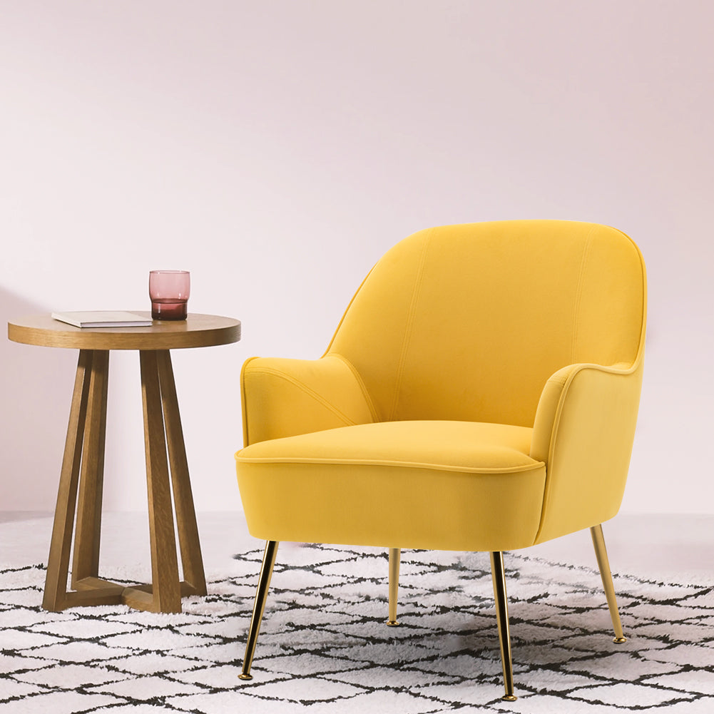 Velvet Upholstered Armchair with Golden Legs from HAO Direct
