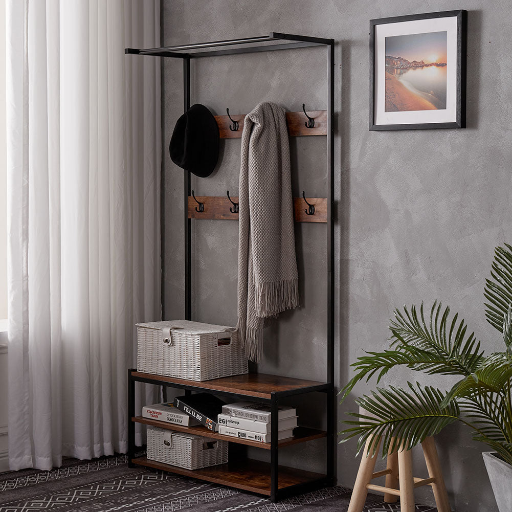 Image of Metal-Framed Hallway Coat Rack with Hanger