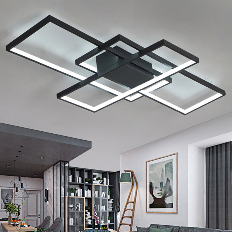 90/110Cm Wide Rectangular LED Semi-Flush Mount Ceiling Light