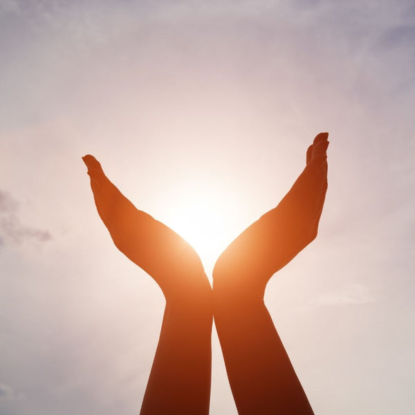 Person holding their hands to the sunlight