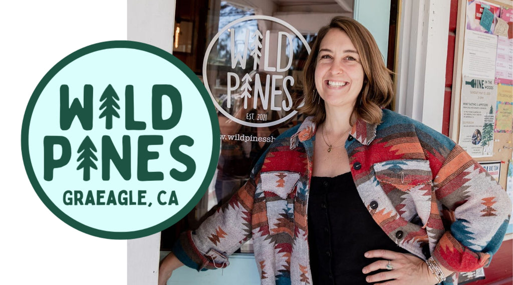 Owner Liz in front of Wild Pines Shop in Graeagle, CA
