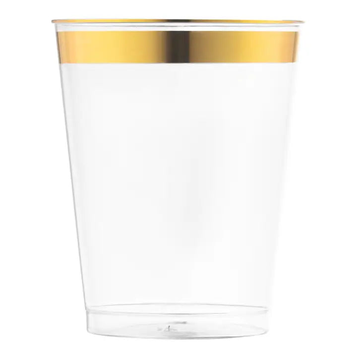 10 oz. Clear with Metallic Gold Rim Tumblers 16 pack