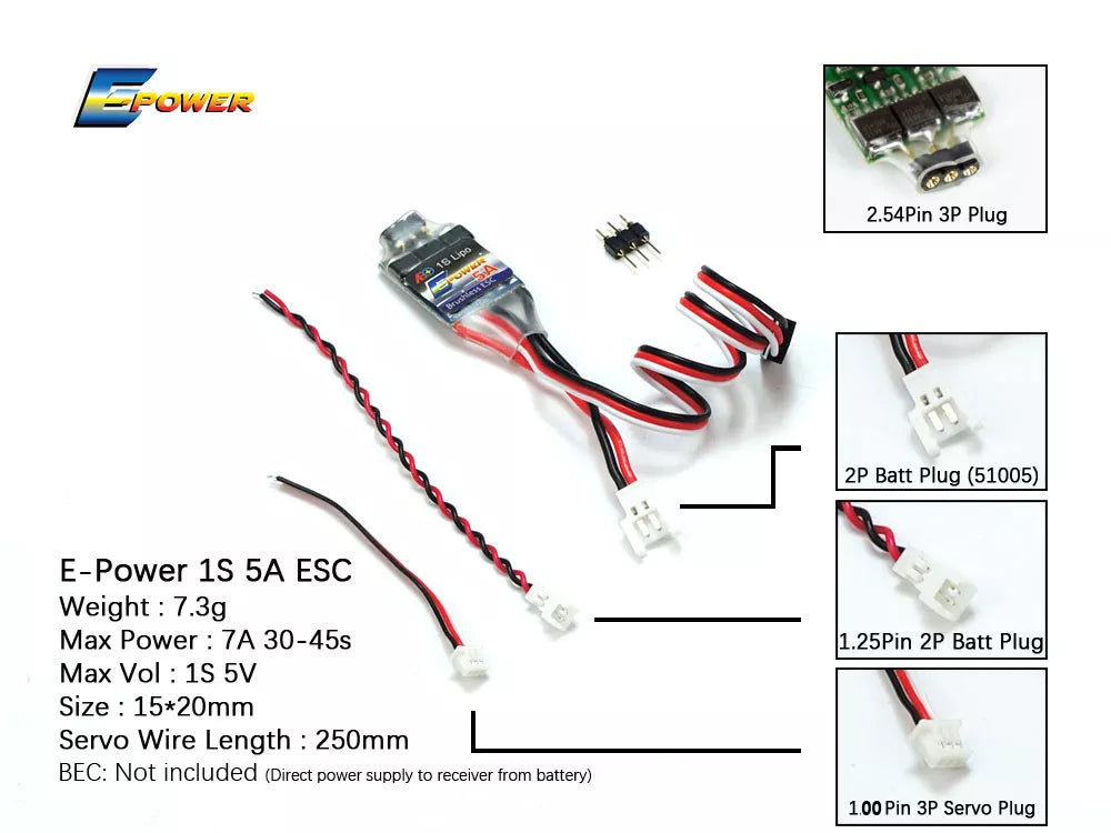 DWHobby AEO E-Power Brushless ESC 5A 1S