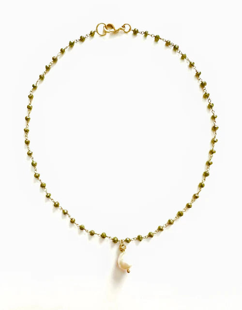 Grace Labradorite Necklace with Pearl Drop