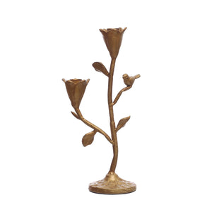 Flowers and Birds Cast Iron Taper Holder - The Tailored Goose