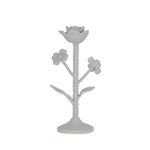 White Cast Iron Flower Taper Holder - The Tailored Goose