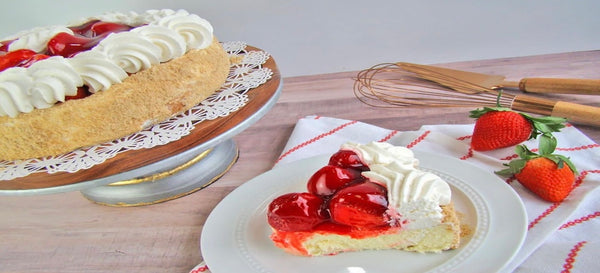 delicious homemade NY strawberry cheesecake on House of Pies bakery menu in Houston, The Woodlands, Cypress, & Katy, TX