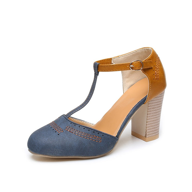 Women Pumps Square Heel High Shoes EJAA's