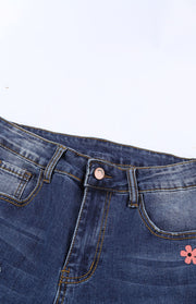 Women's Long Ripped Printed Casual Jeans kakaclo