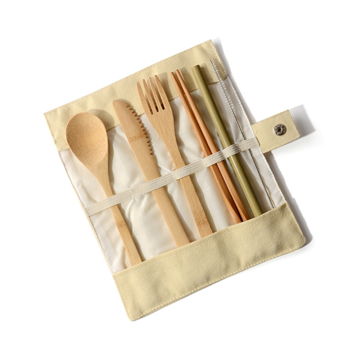Bamboo Utensils Wooden Cutlery Set With Pouch