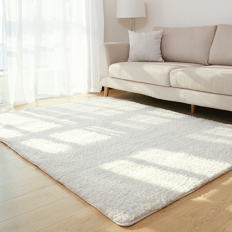 Living Room White Plush Carpet