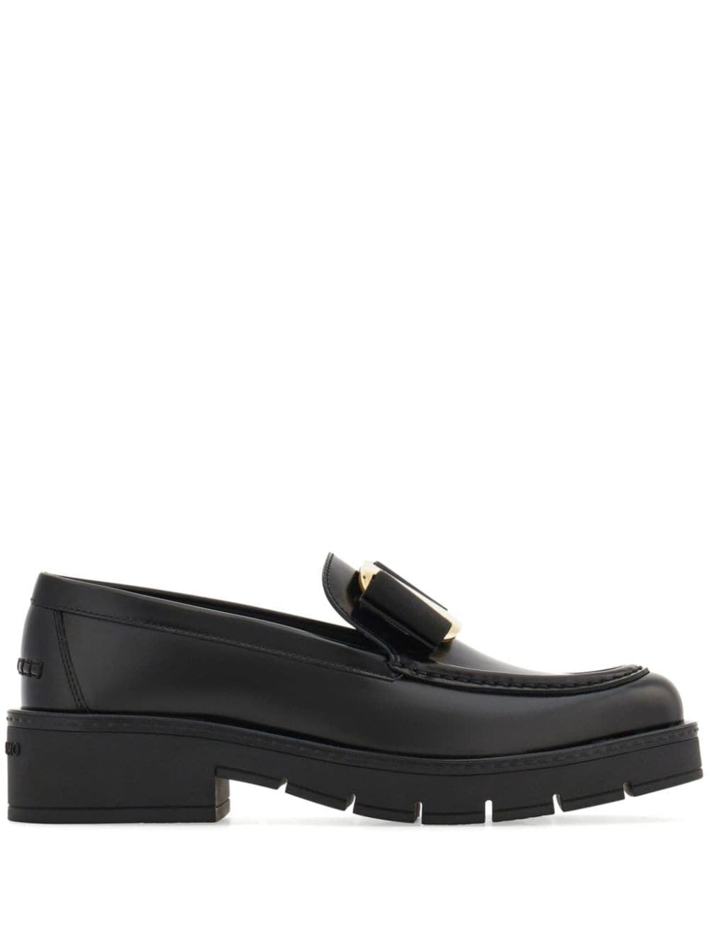 Ferragamo Gancini Buckle Loafers In Black