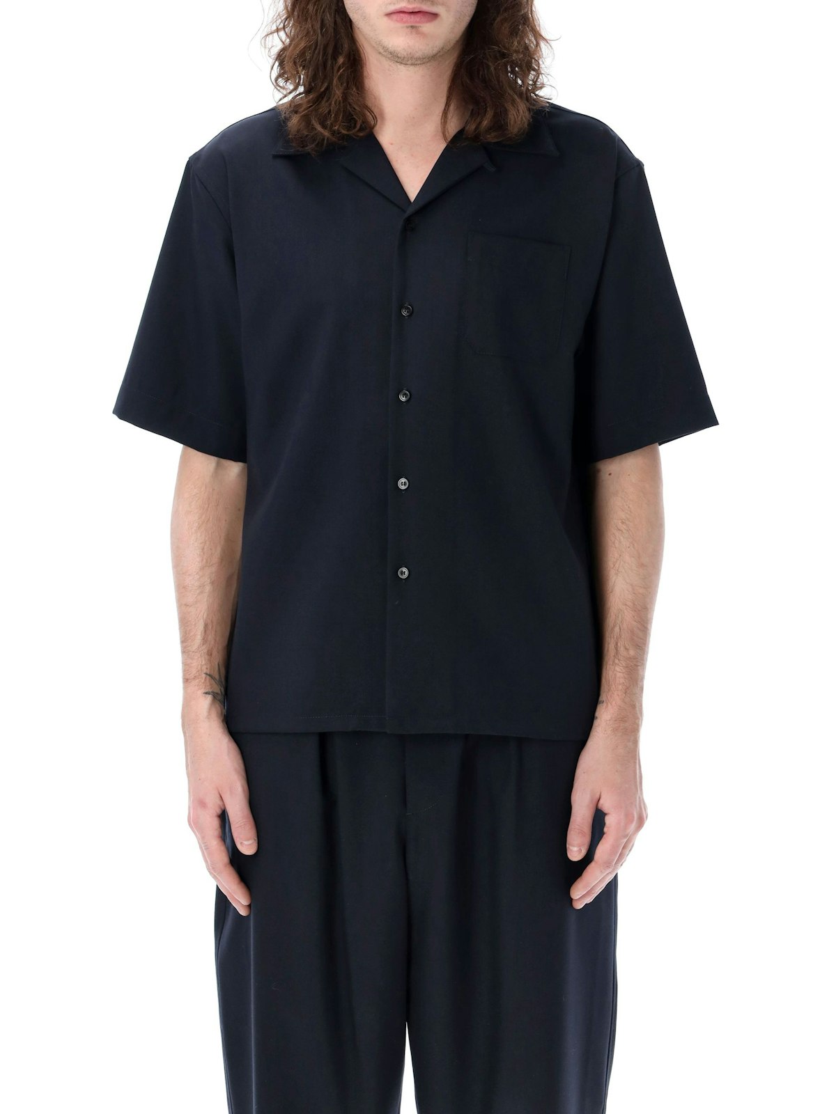 Shop Marni Men's Bowling Tropical Shirt In Blue,black