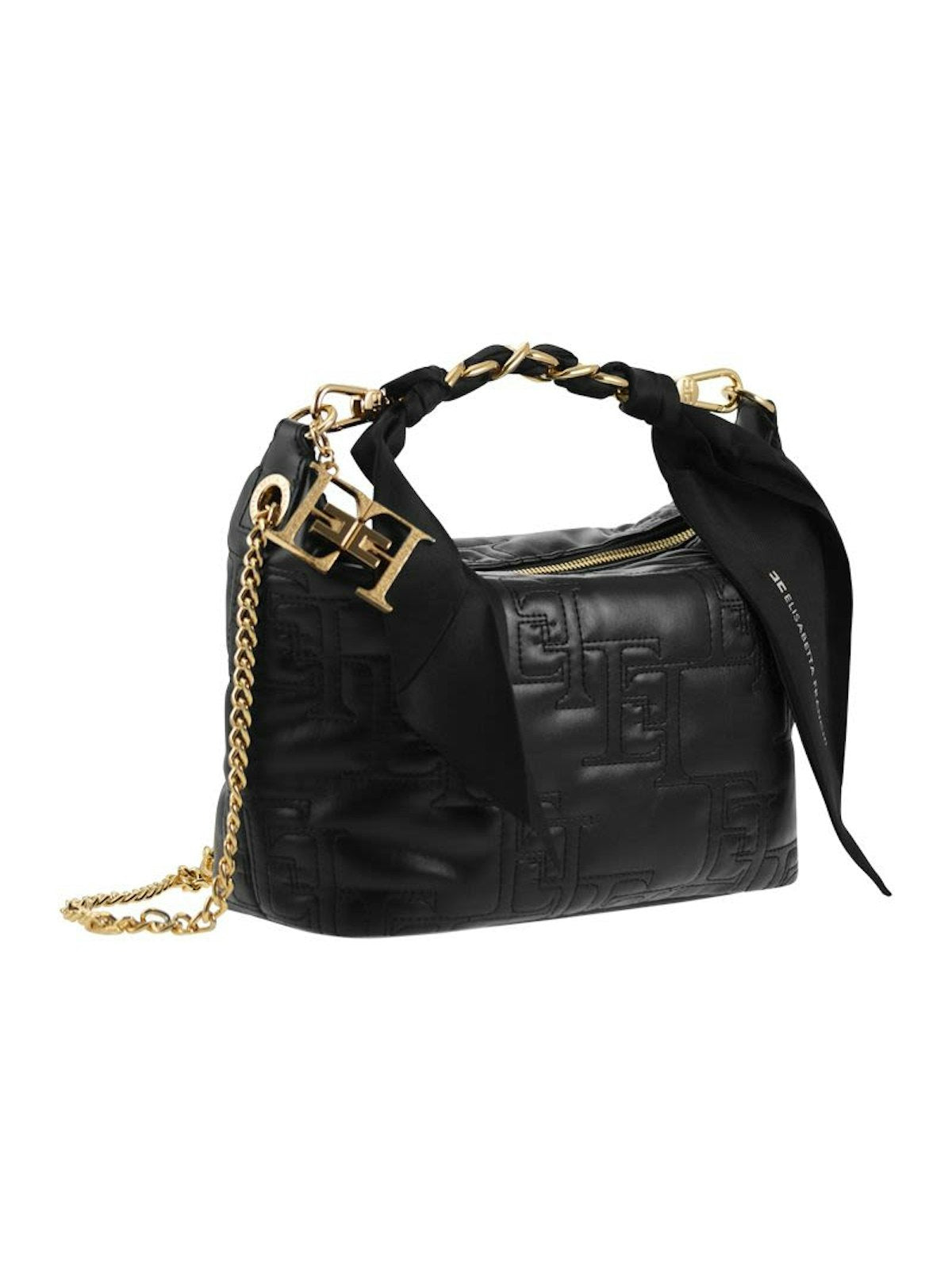 Shop Elisabetta Franchi Women's Small Hobo Bag In Black