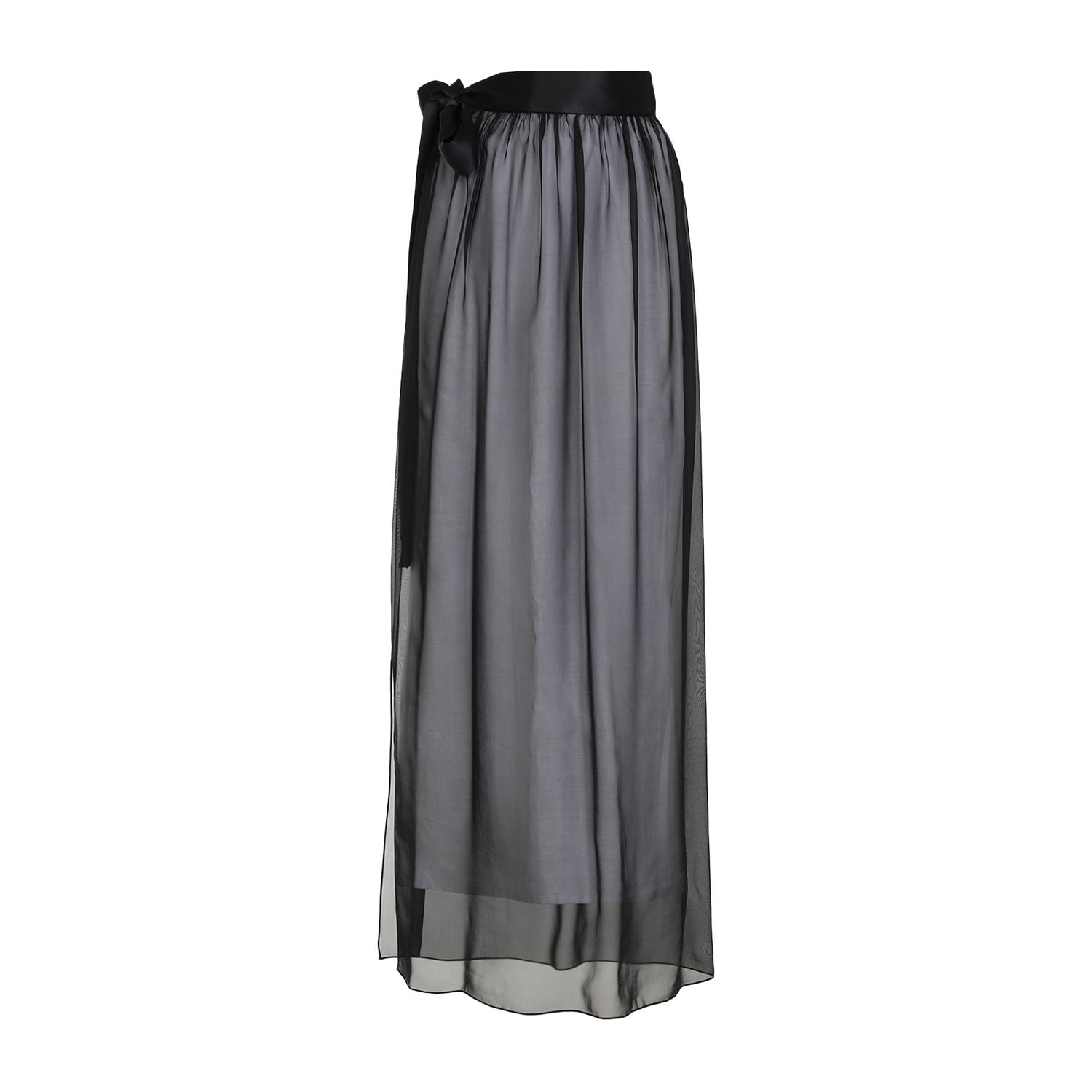 Dolce & Gabbana Belted Midi Chiffon Skirt In Black