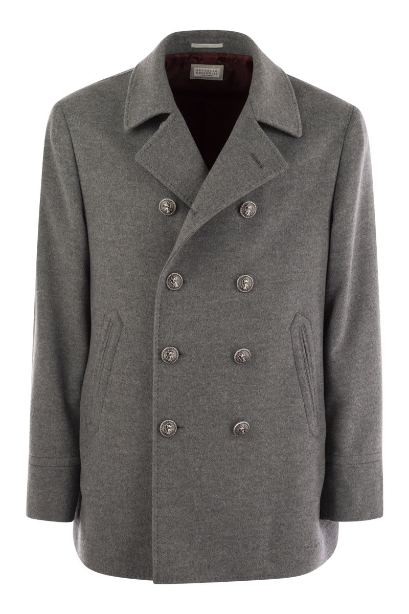 Brunello Cucinelli Men's One-and-a-half-breasted Cashmere Coat With Metal Buttons In Grey