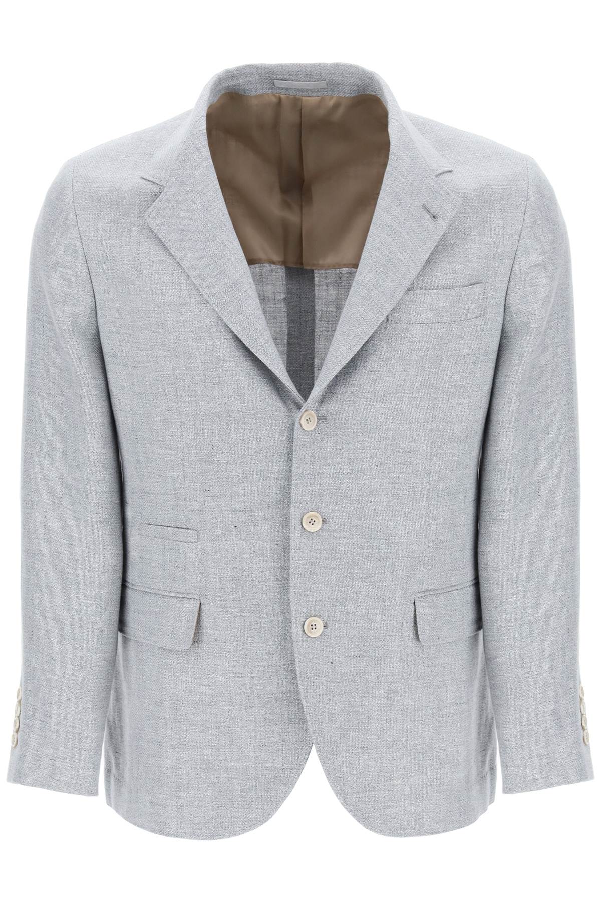 Brunello Cucinelli Men's Linen, Wool And Silk Diagonal Deconstructed Jacket In Grey