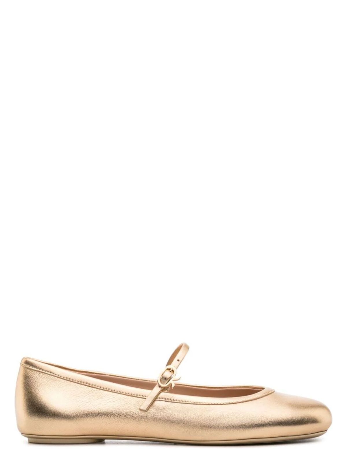 Gianvito Rossi Elegant Ballerina Flats With Ribbon Buckle In Metallic