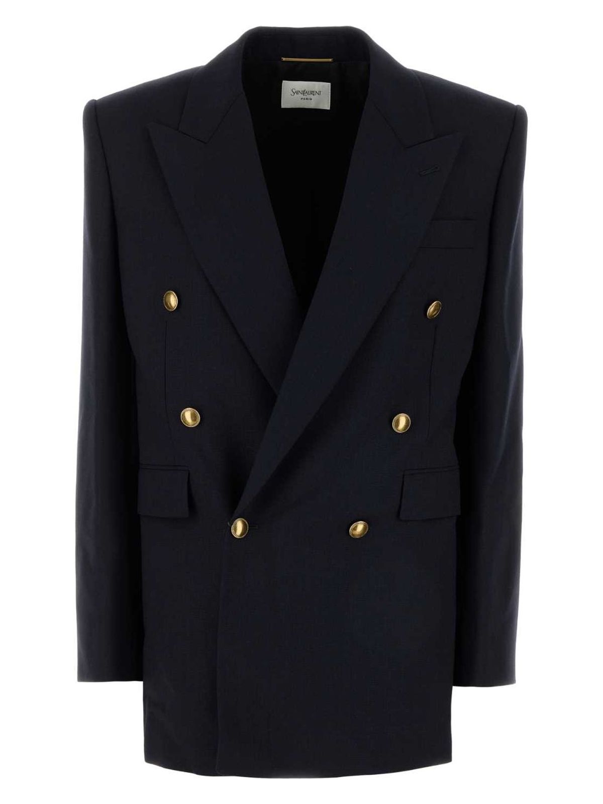 Saint Laurent Wool Blazer With Structured Shoulders And Gold Buttons