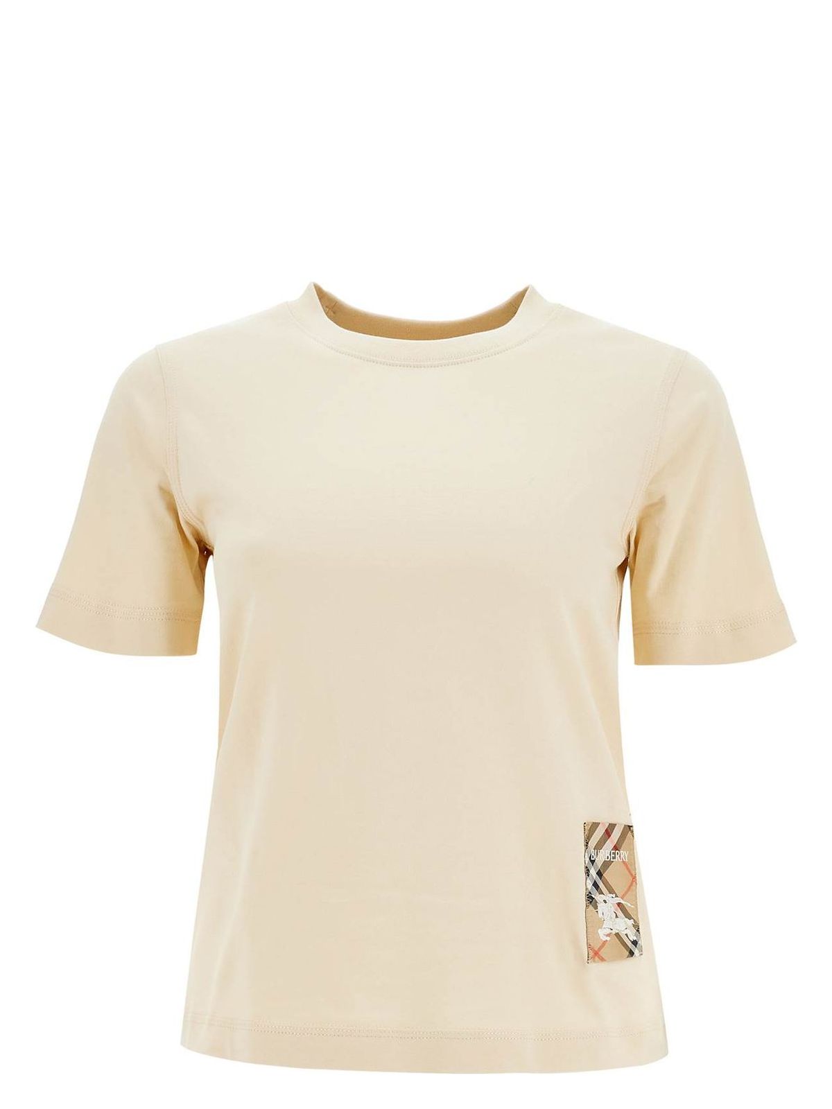 Burberry Beige T-shirt With Logo Application On The Front In Cotton Woman In Beige