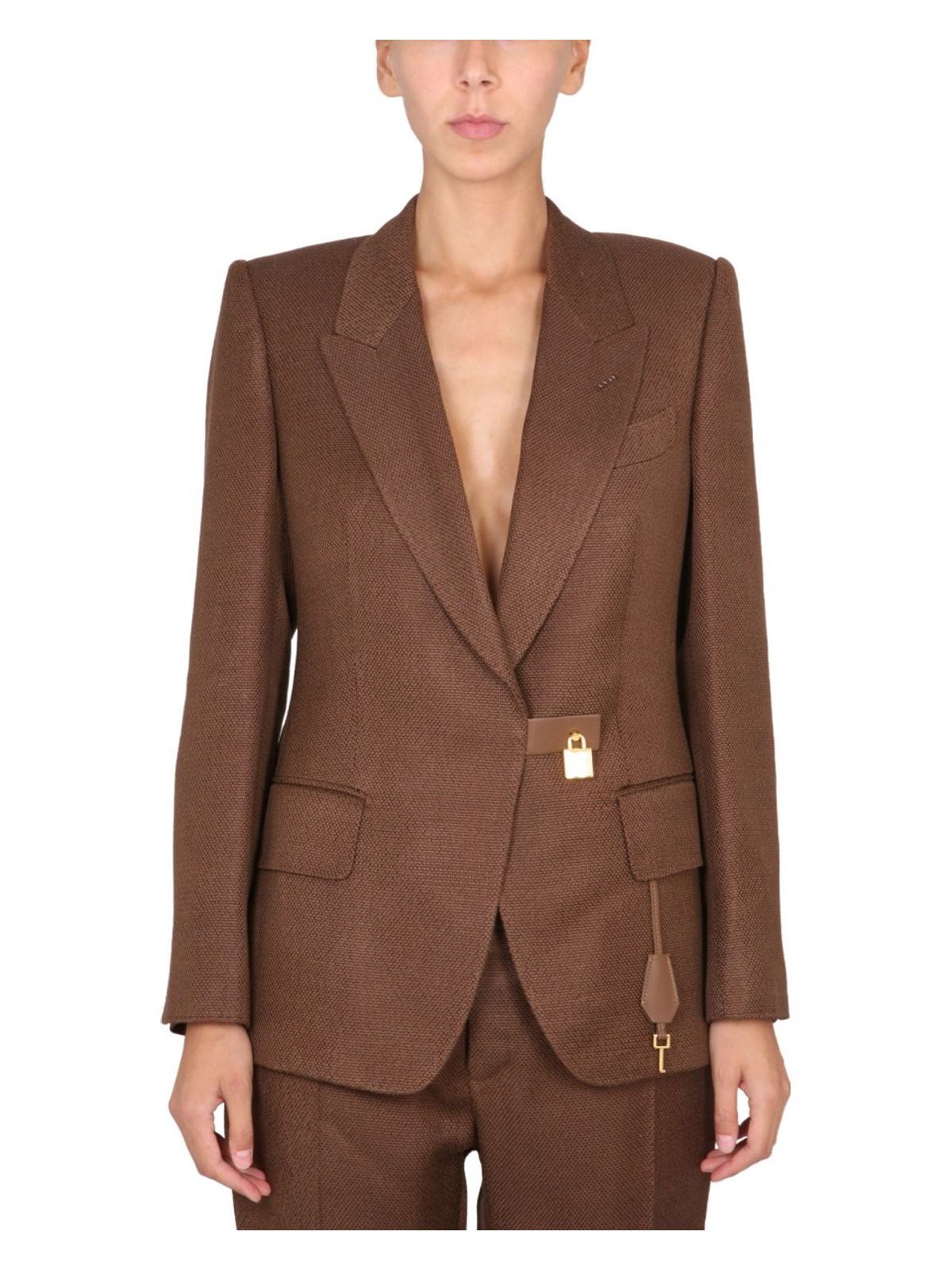 Tom Ford Padlock Single-breasted Blazer In Brown