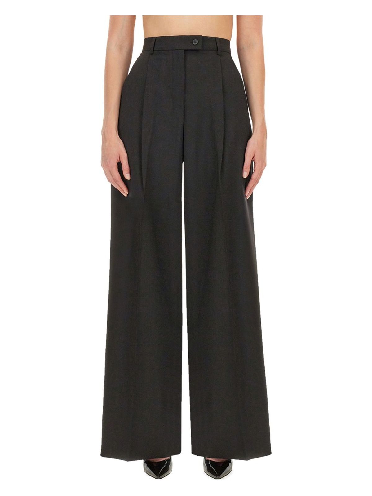 Sportmax Wool Blend Wide Pants In Black