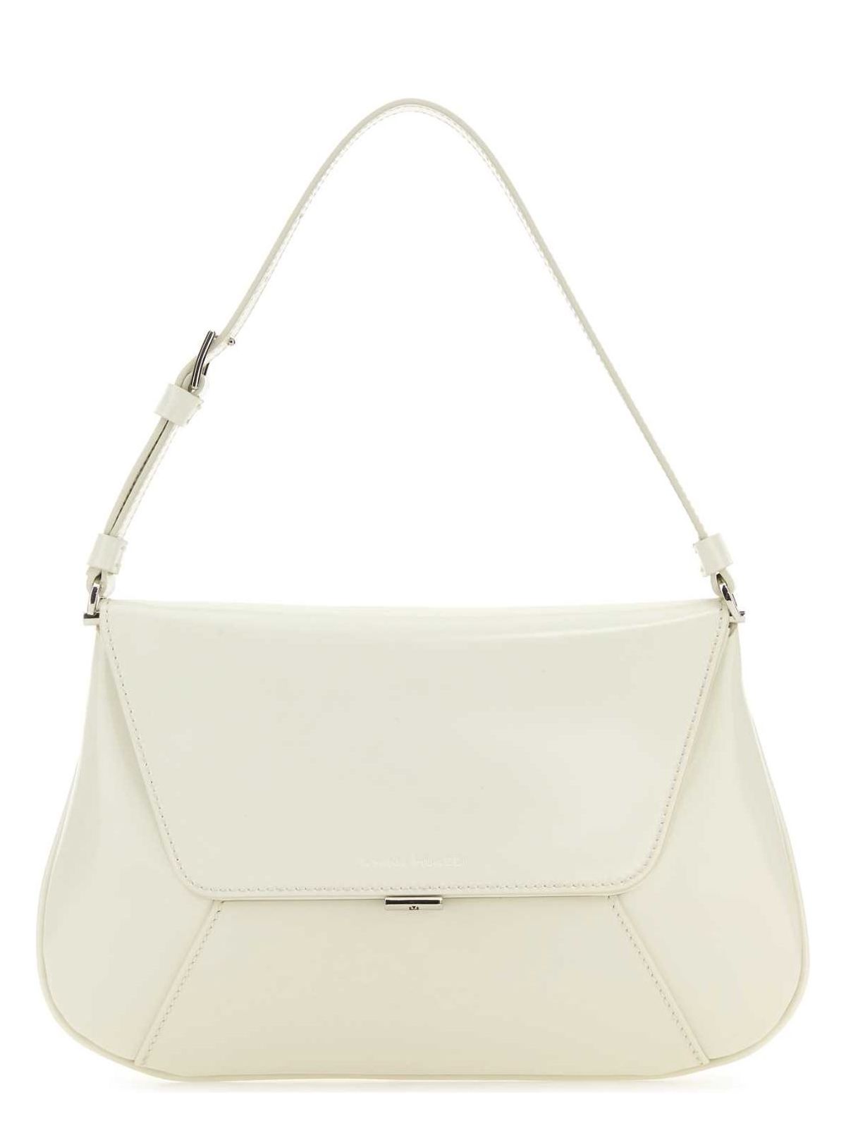 Amina Muaddi Women Black Leather Ami Shoulder Bag