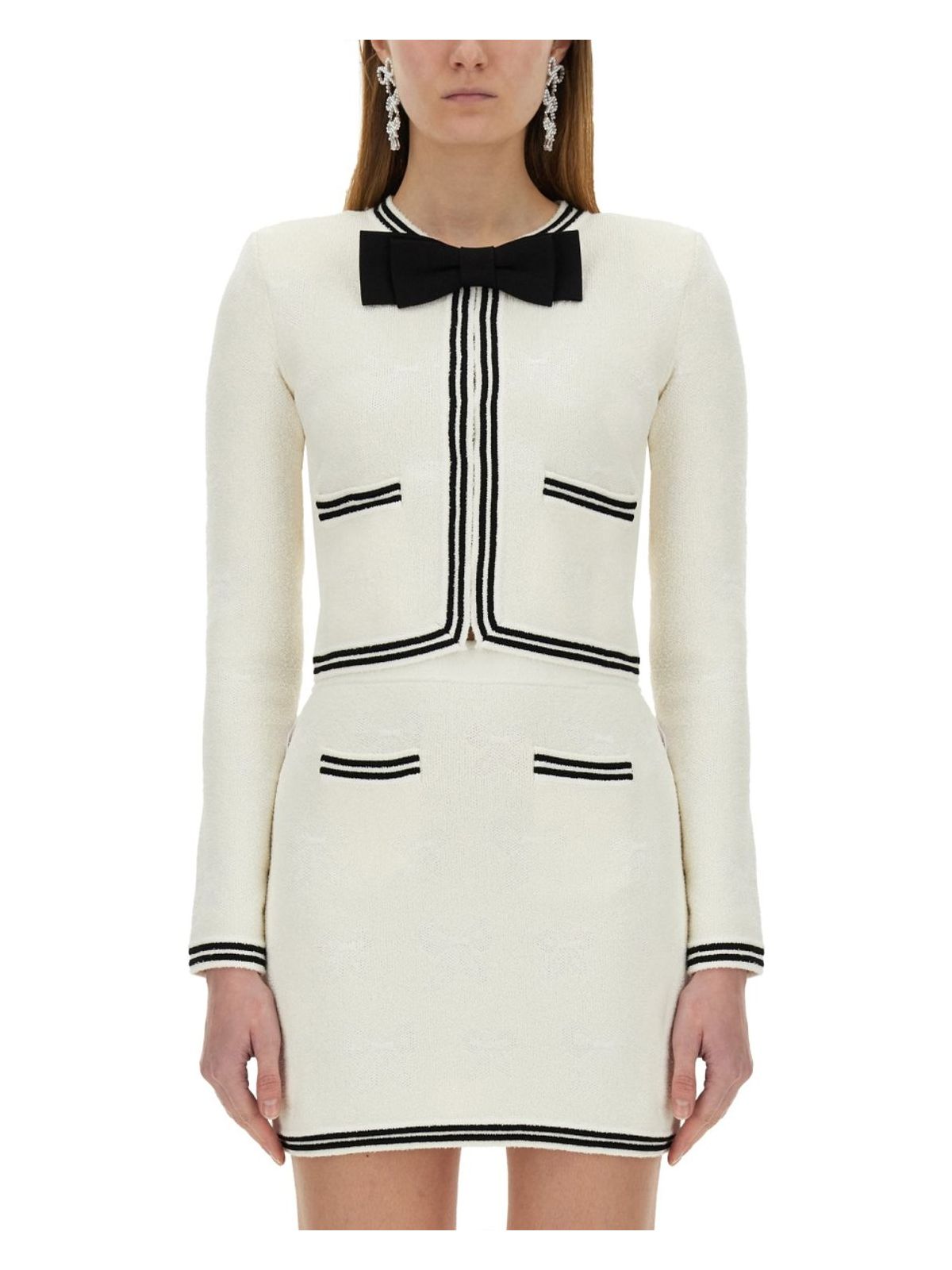 image of JACQUARD CARDIGAN WITH BOW
