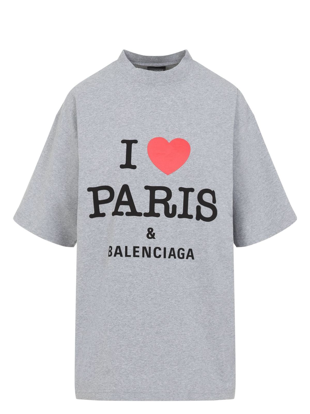 Balenciaga Grey Crewneck T-shirt With Maxi Logo Print On The Front In Cotton Woman