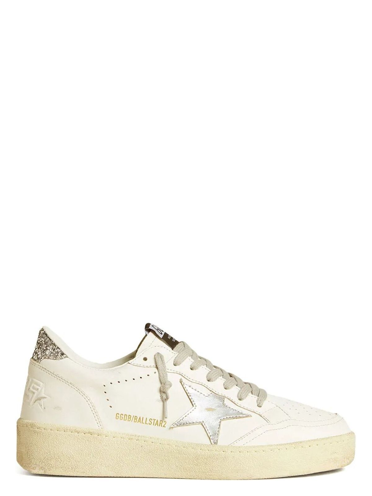 image of BALL STAR 2 SNEAKERS WITH SILVER LEATHER STAR AND SILVER GLITTER HEEL TAB