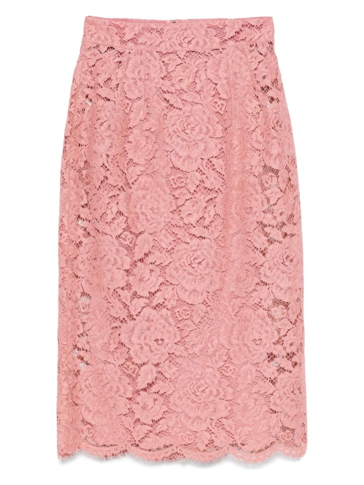 Dolce & Gabbana Lace Midi Skirt With Embroidered Logo