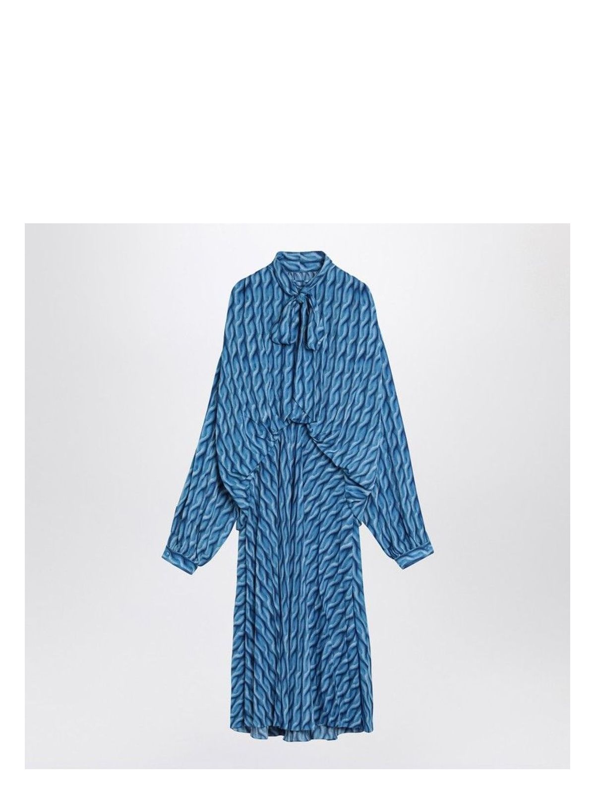 Balenciaga Midi Dress With Bow And Print In Blue