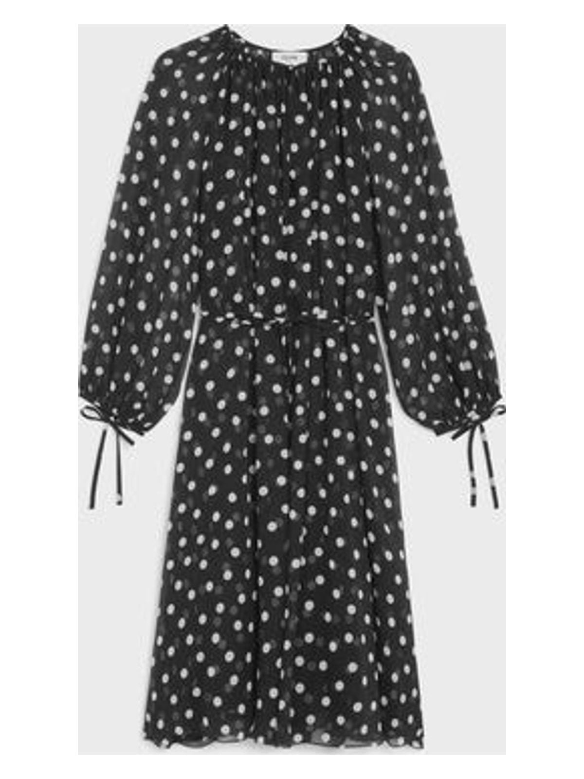 Celine Silk Georgette Folk Mini Dress In 38ow