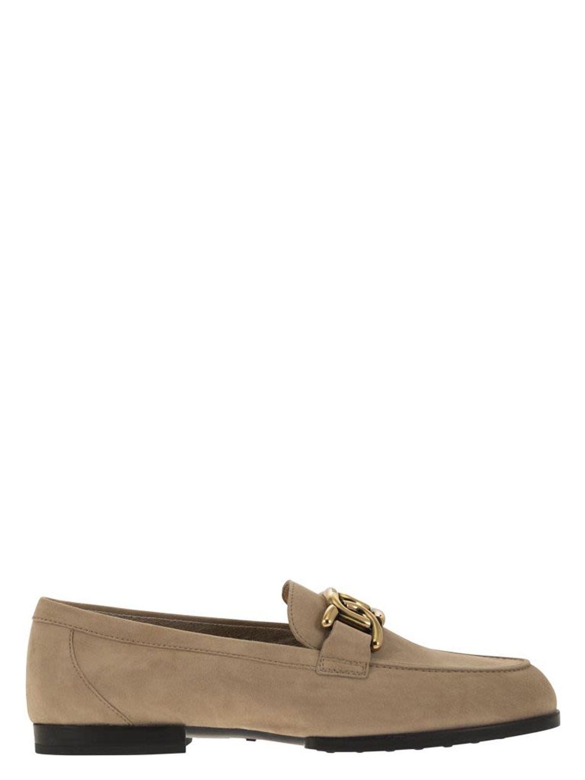 image of MOCCASIN IN NUBUCK WITH METAL CHAIN