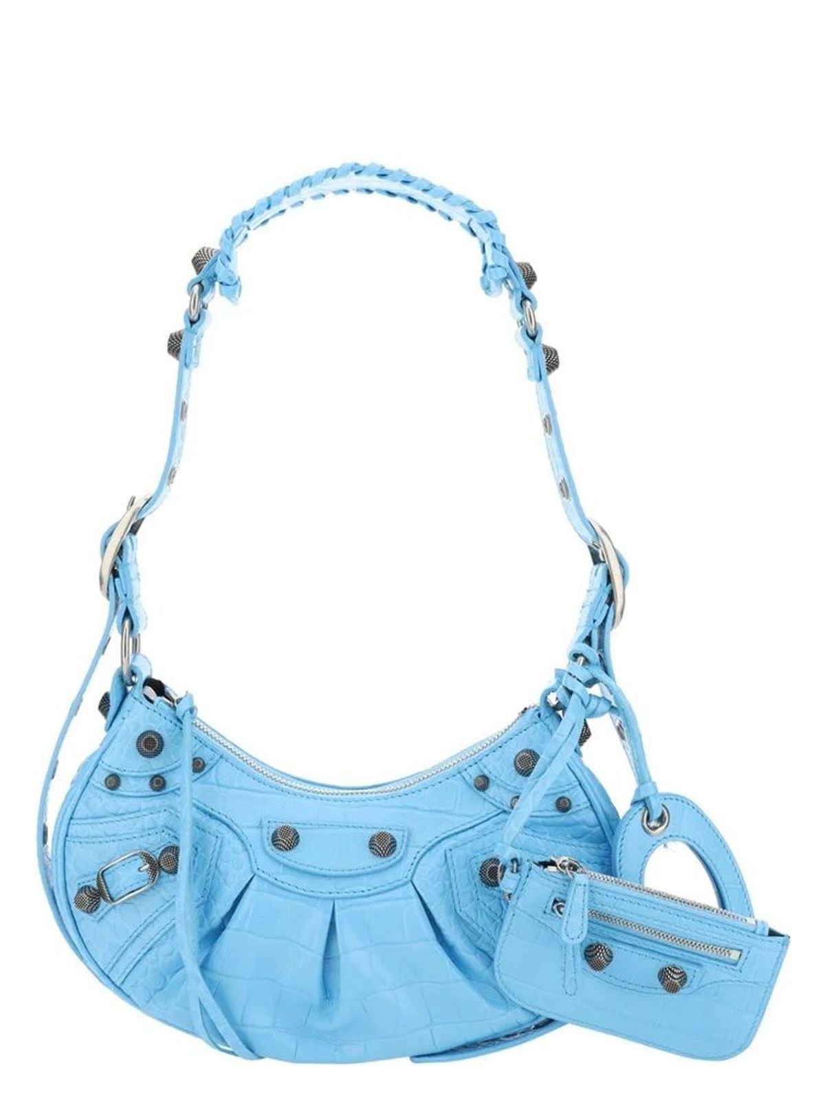 Balenciaga Green Leather Shoulder Handbag With Magnetic Closure And Metal Details