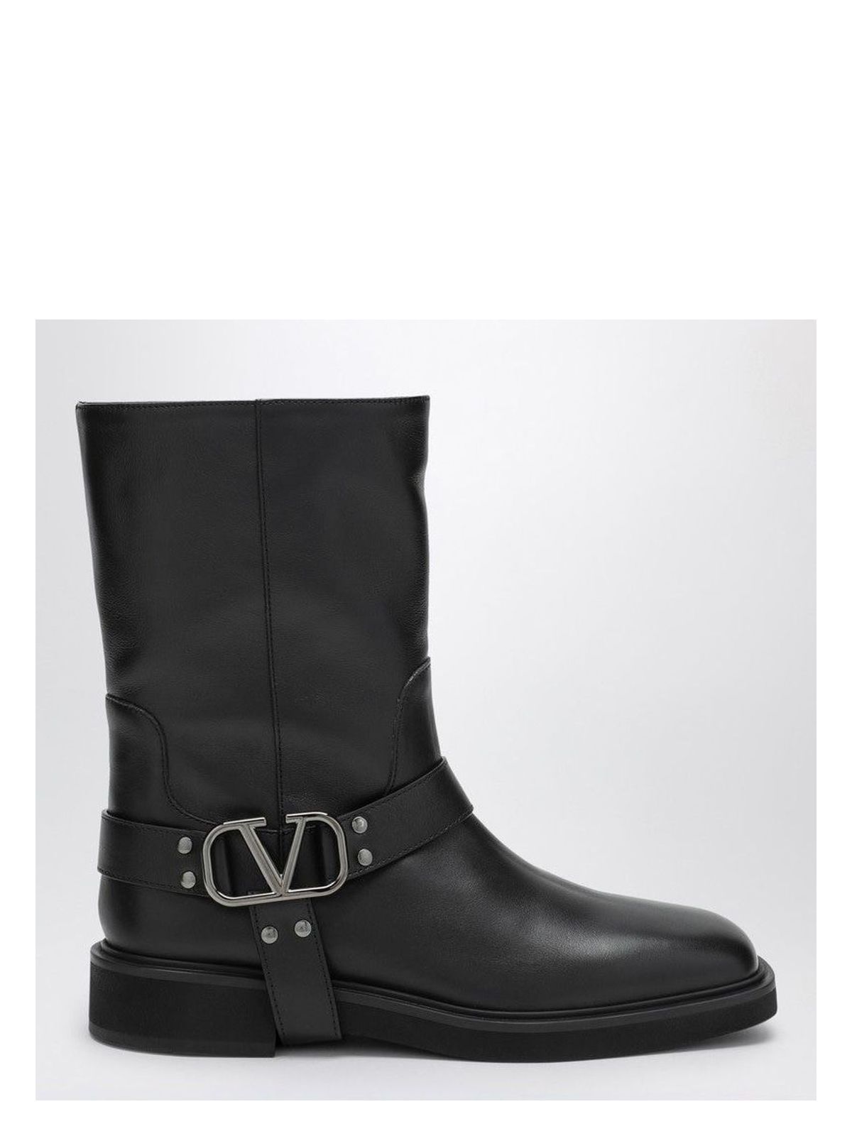 Valentino Garavani Women Biker Leather Boots With Iconic Studs