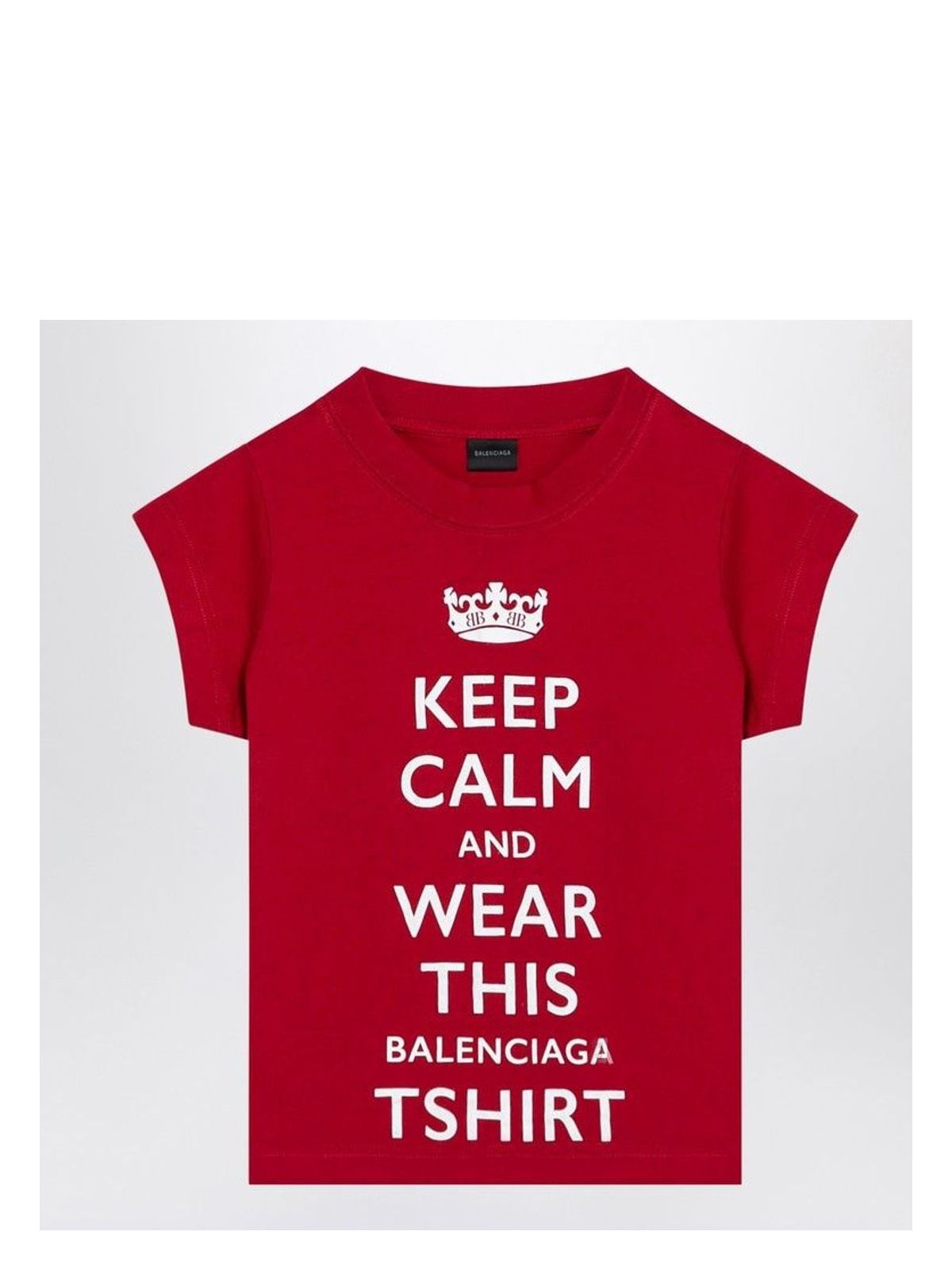 Balenciaga Mini Cropped Crew-neck T-shirt With Keep Calm Logo