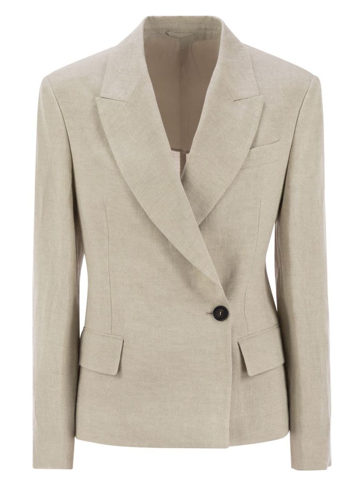 Brunello Cucinelli Women's Sparkling Linen Canvas Jacket With Jewellery In Beige