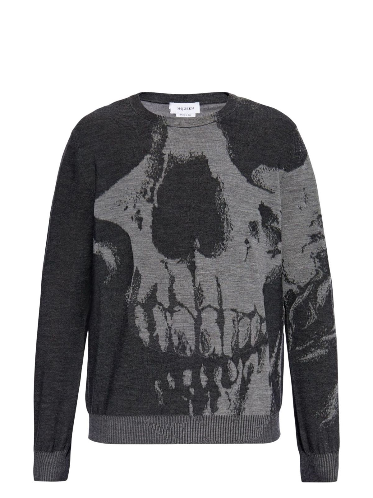 Alexander Mcqueen Skull Intarsia Wool Melange Crewneck Sweater