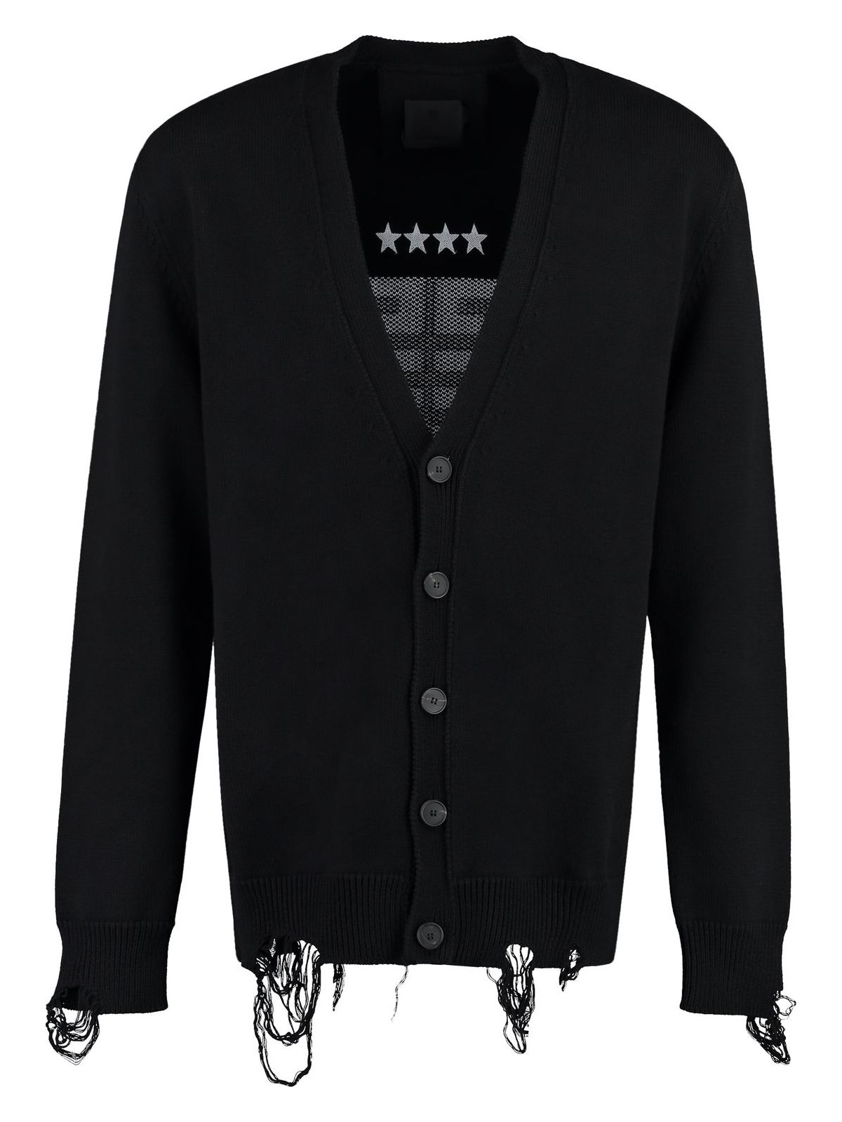 image of INTARSIA DETAIL COTTON CARDIGAN