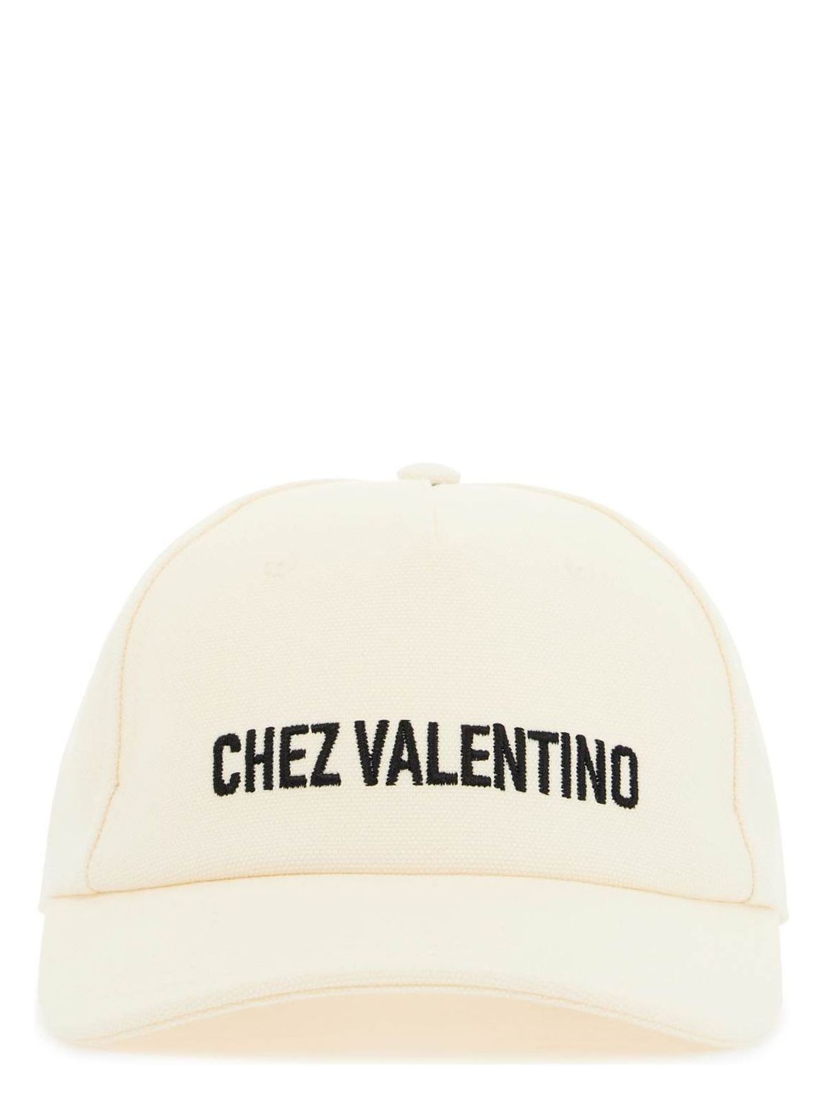 image of IVORY COTTON BASEBALL CAP WITH ADJUSTABLE EMBROIDERED LOGO