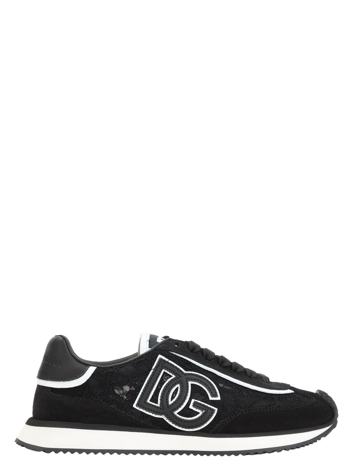 Dolce & Gabbana Dg Cushion Lace-detailed Suede Sneakers Shoes In Black