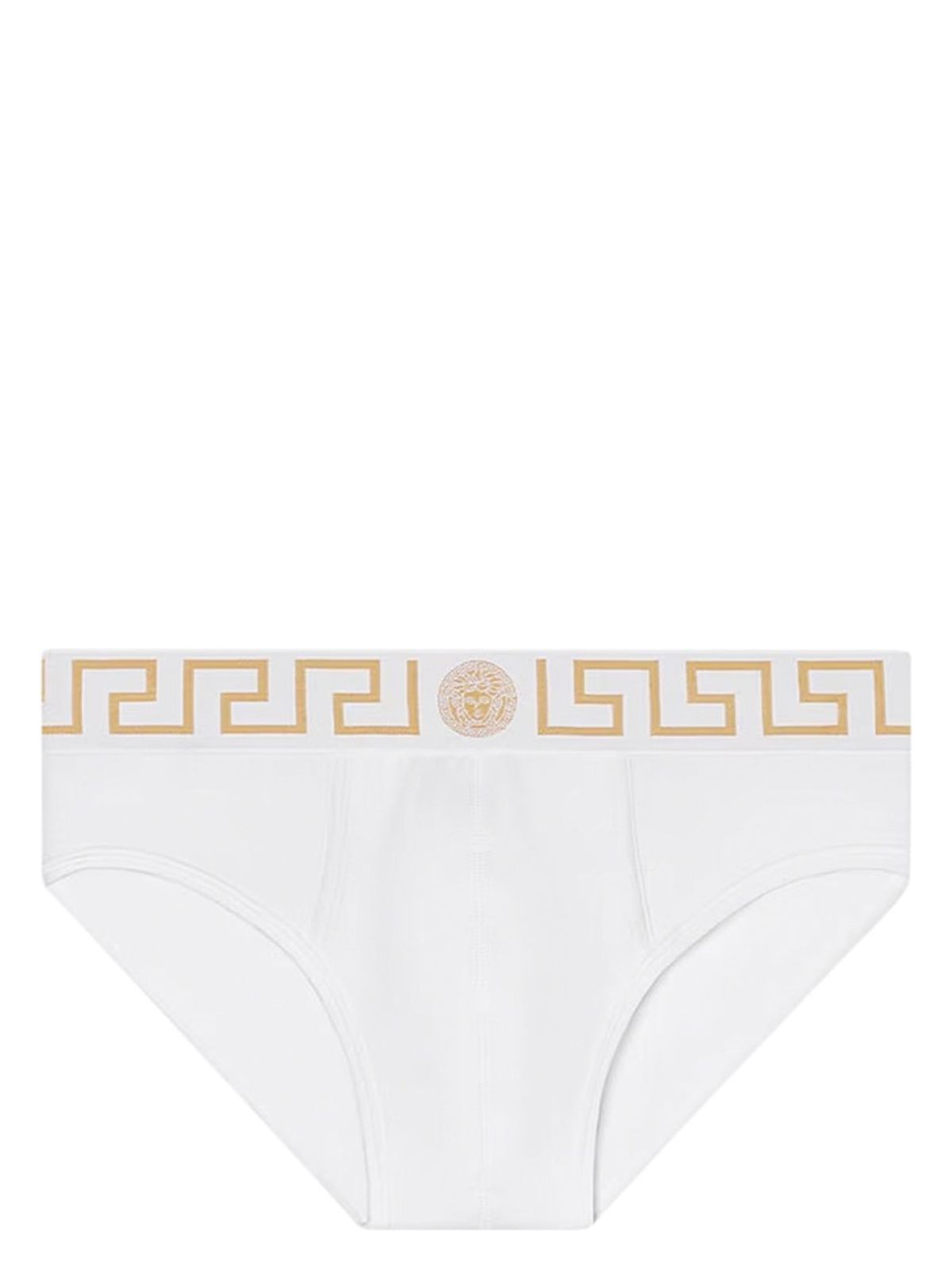 Versace Stretch Cotton Boxer Shorts With Greek Motif In White