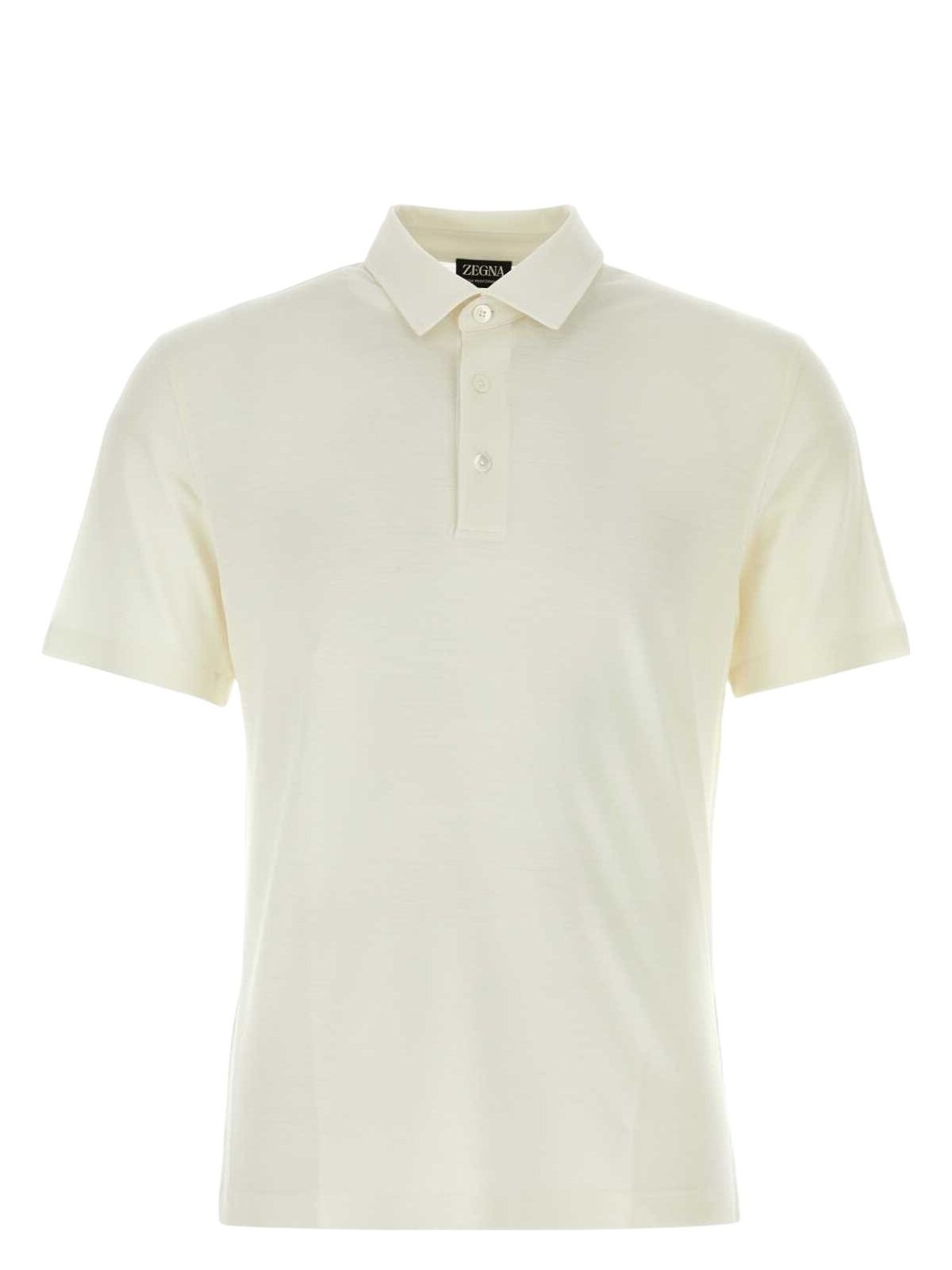 Shop Zegna Men's Ivory Piquet Polo Shirt