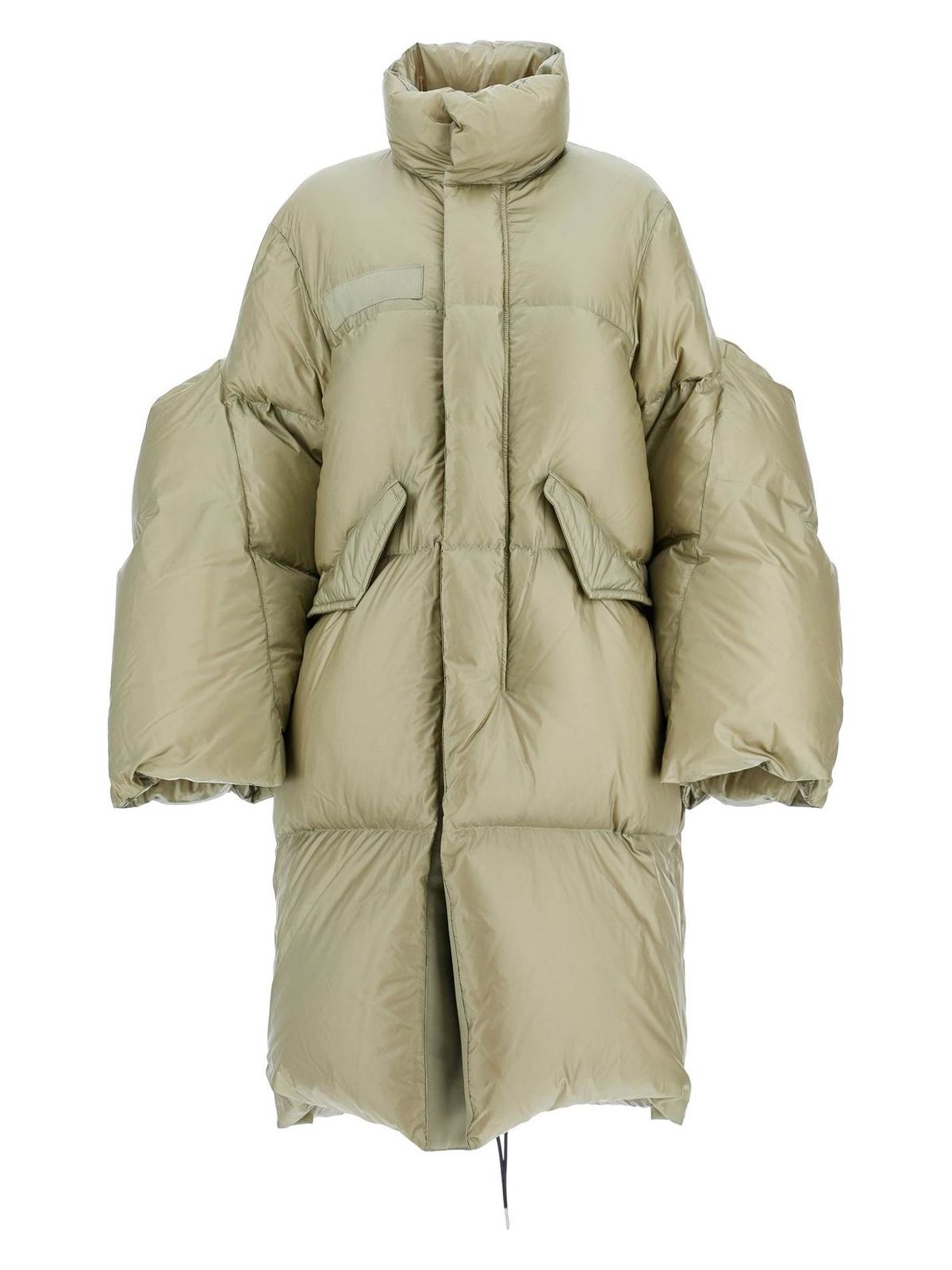 Sacai Long Down Jacket With Sculpted Sleeves In Kaki