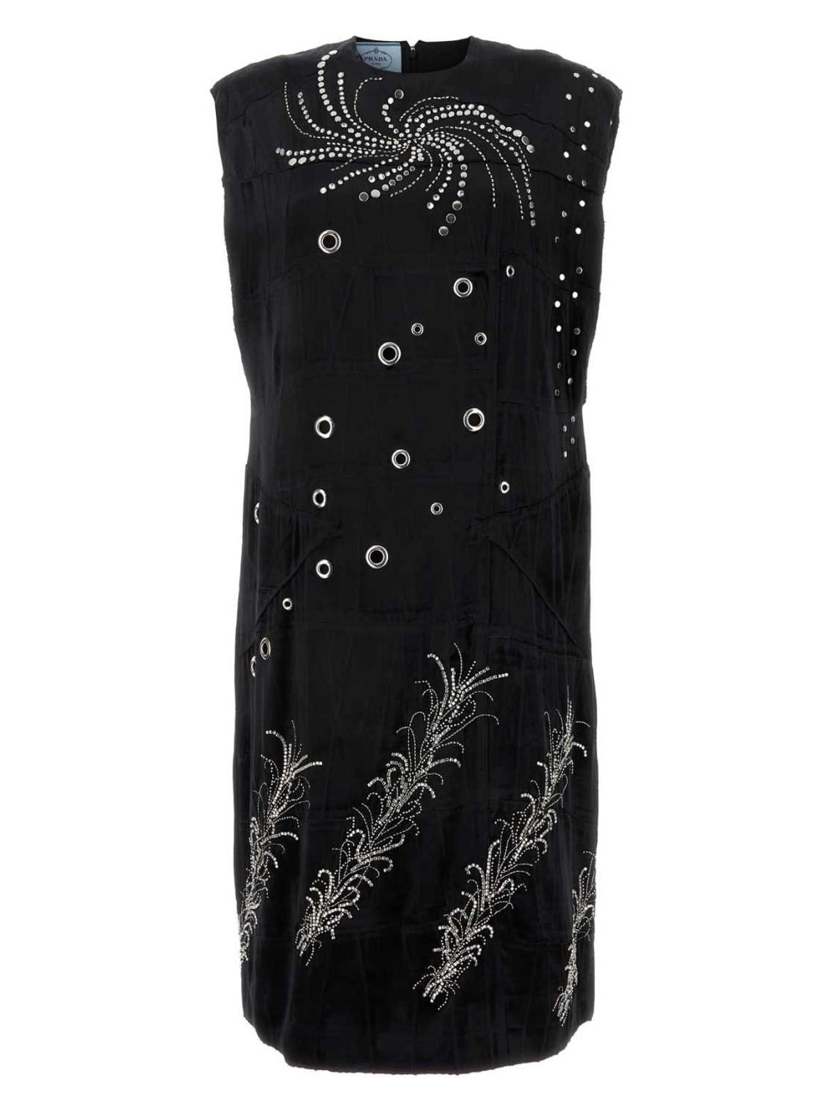 Prada Embroidered Georgette Sleeveless Dress